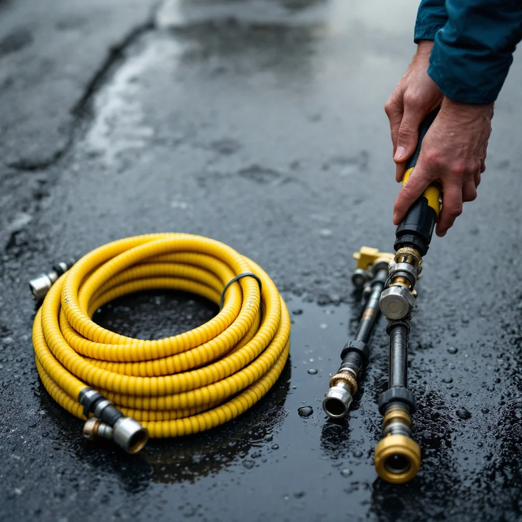 High-pressure jetting hose and traditional drain rods side by side