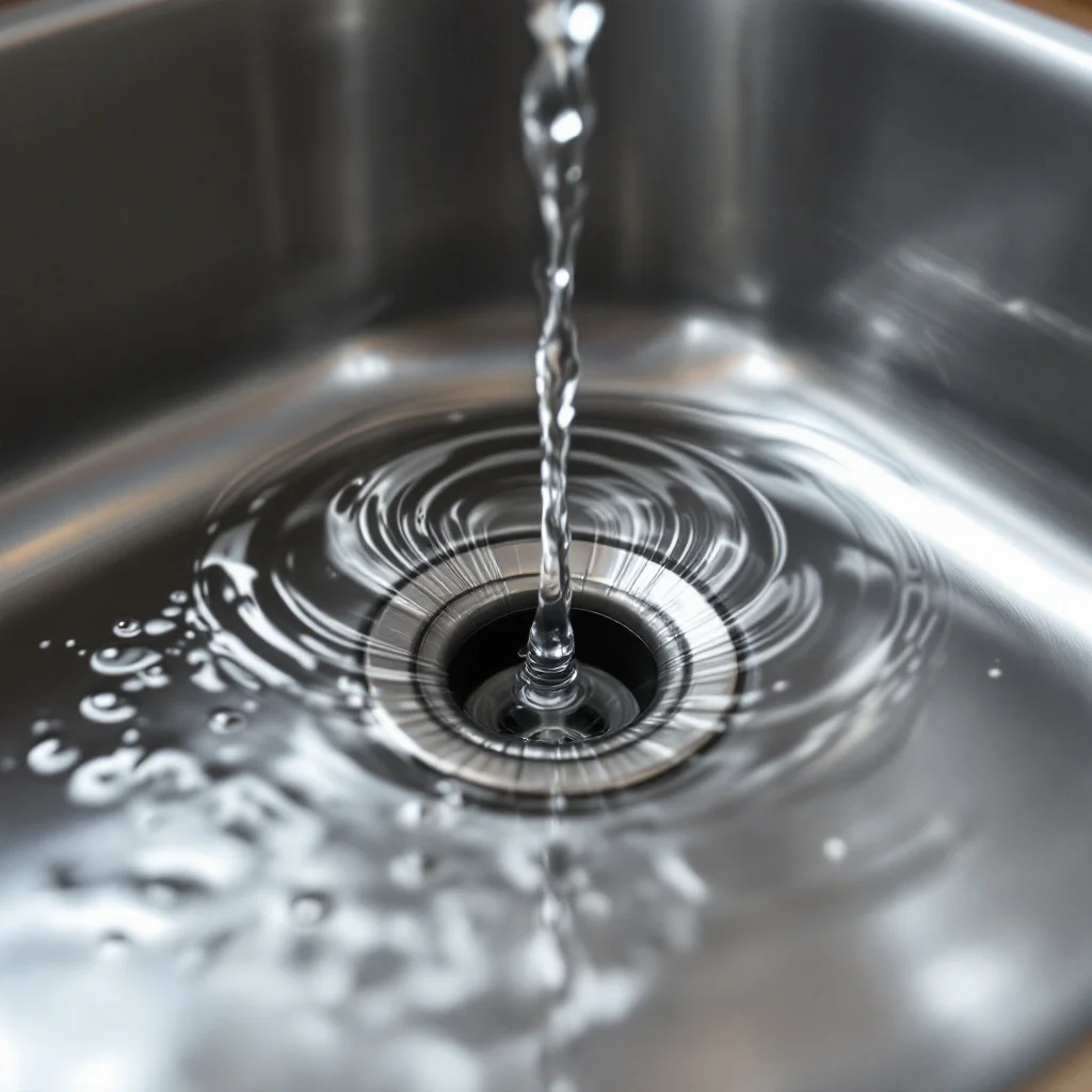 Water draining slowly in a kitchen sink — an early warning sign of a blocked drain