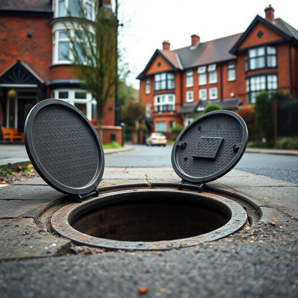 Open manhole on a Leeds suburban street